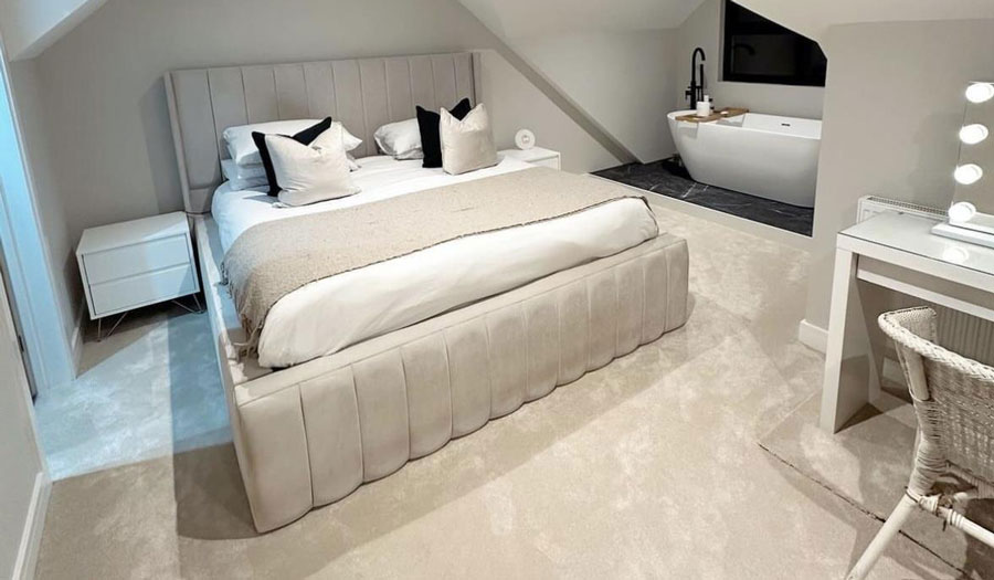 Modern home extension with open-plan living area, sleek flooring, and natural light.
